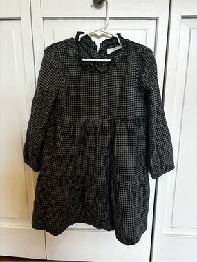 Kids Houndstooth Tiered Dress - Black & Gray